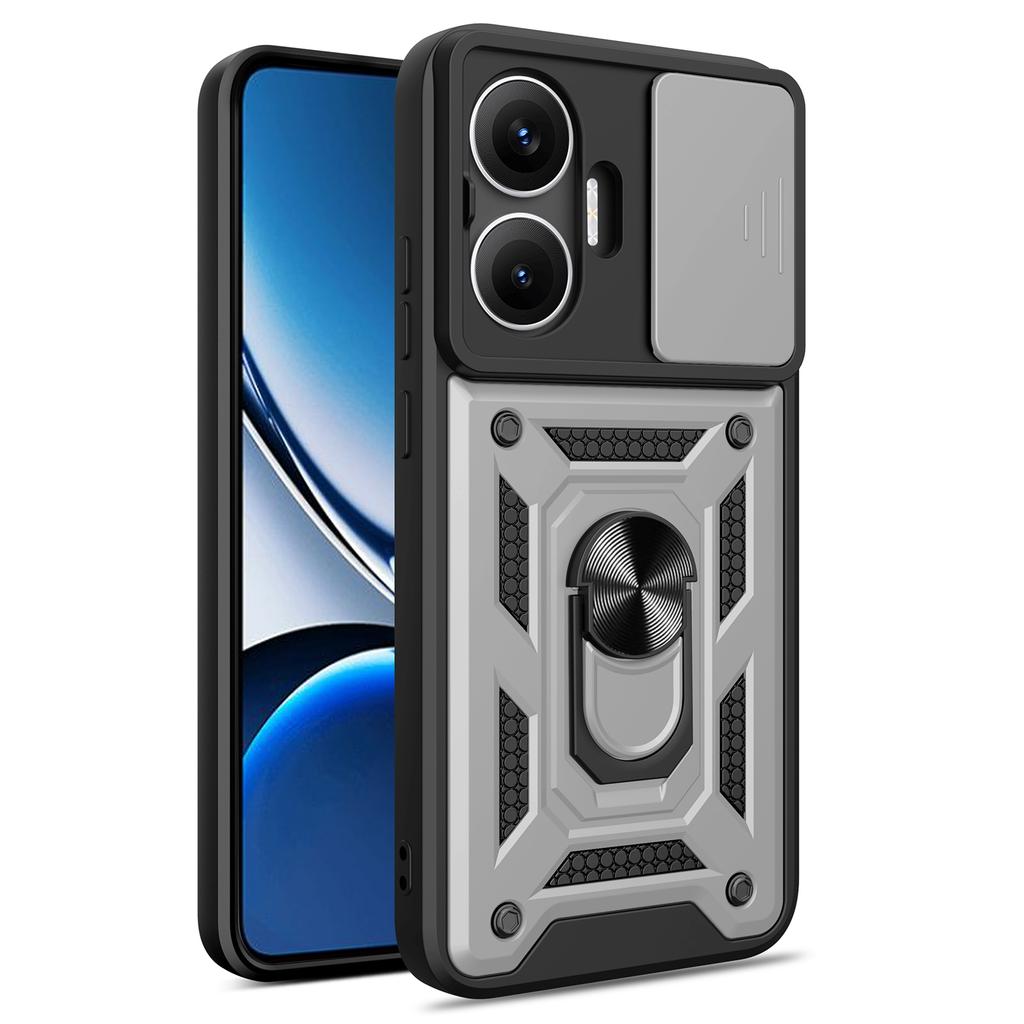 AMORUS For Xiaomi Poco F7 5G/Redmi Turbo 4 Pro 5G Case Kickstand PC+TPU Phone Cover with Camera Lens Slider