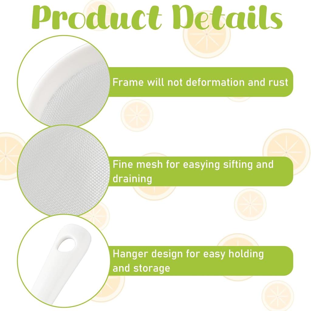 3 Pcs Plastic Mesh Strainer Set Colander with Handle - 3 Sizes Double Ear Food Mesh Strainer with Handle - Flour Sifter Colander - Kitchen Strainer