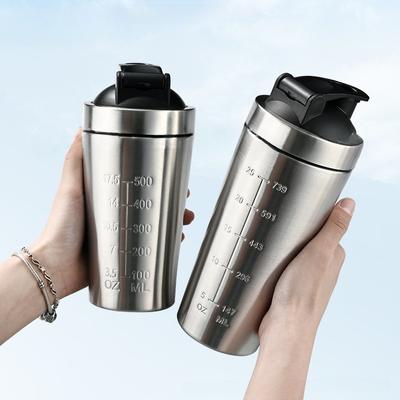 1 Stück Protein-Pulver-Shaker-Flasche aus Edelstahl mit Kugelwaage, auslaufsicher, für Fitnessstudio, Fitness, Sport, Whey-Shakes, Wasserbecher
