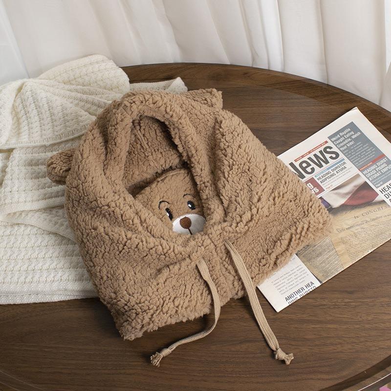 1PC Winter Bear Anti-freezing Warm Scarf Hat Mask Padded Thickened Windproof Outdoor Sports Special Cute Bear Scarf Hat Gift