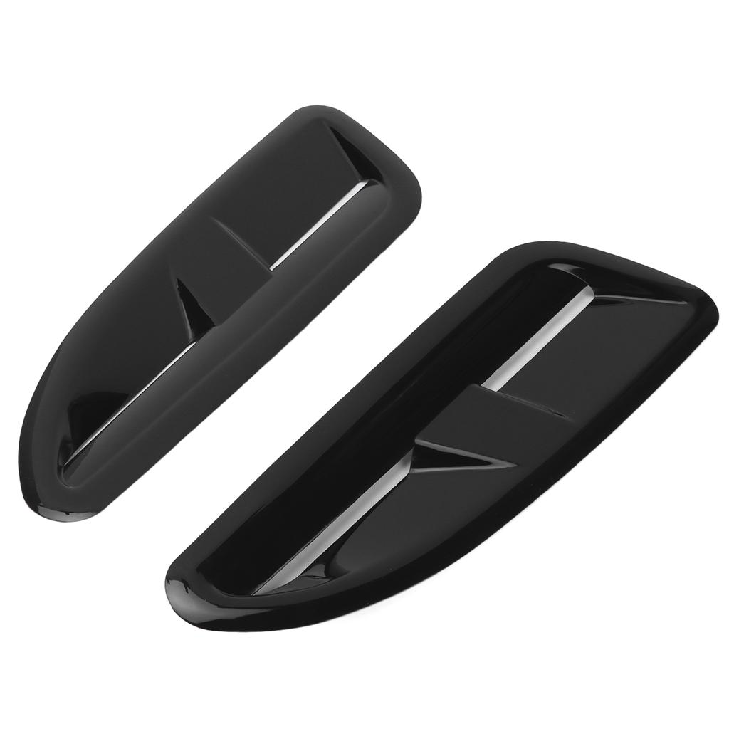 2 Stück Auto Motorhaubenentlüftungen Motorhauben-Lufteinlassabdeckung Zierleiste ABS Glänzend Schwarz Universal Auto Karosserieteile