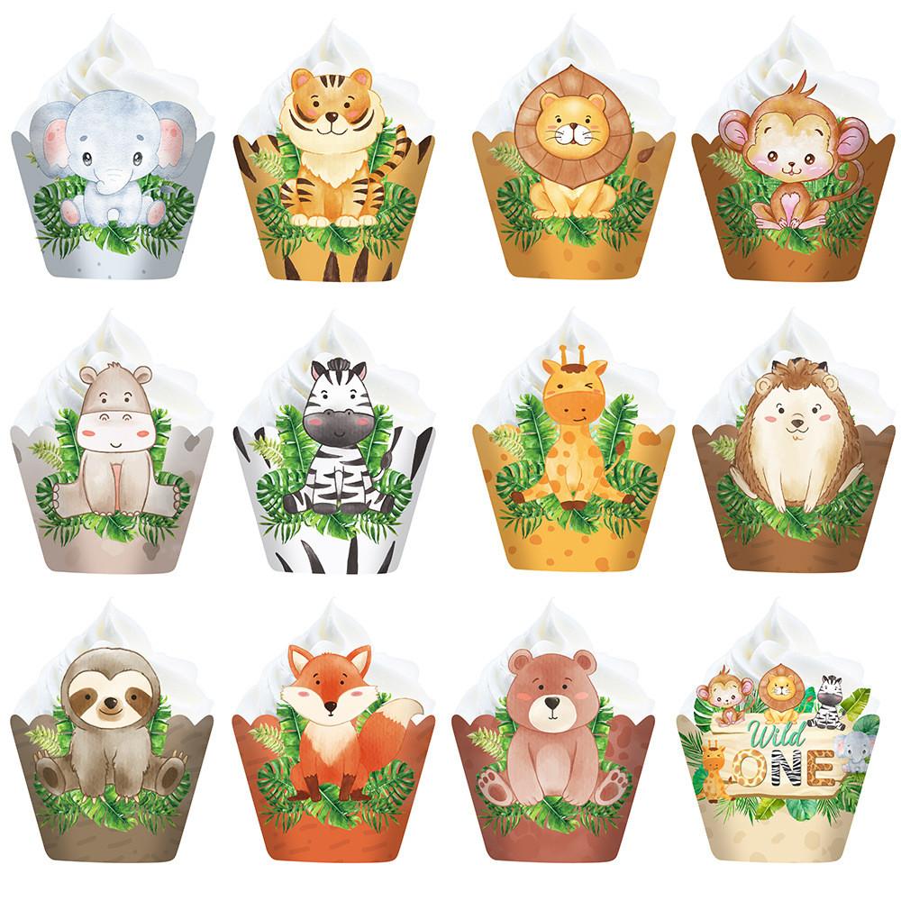 

Animal Theme Forest Cartoon Lion Elephant Hedgehog Pattern Cake Decoration Edge