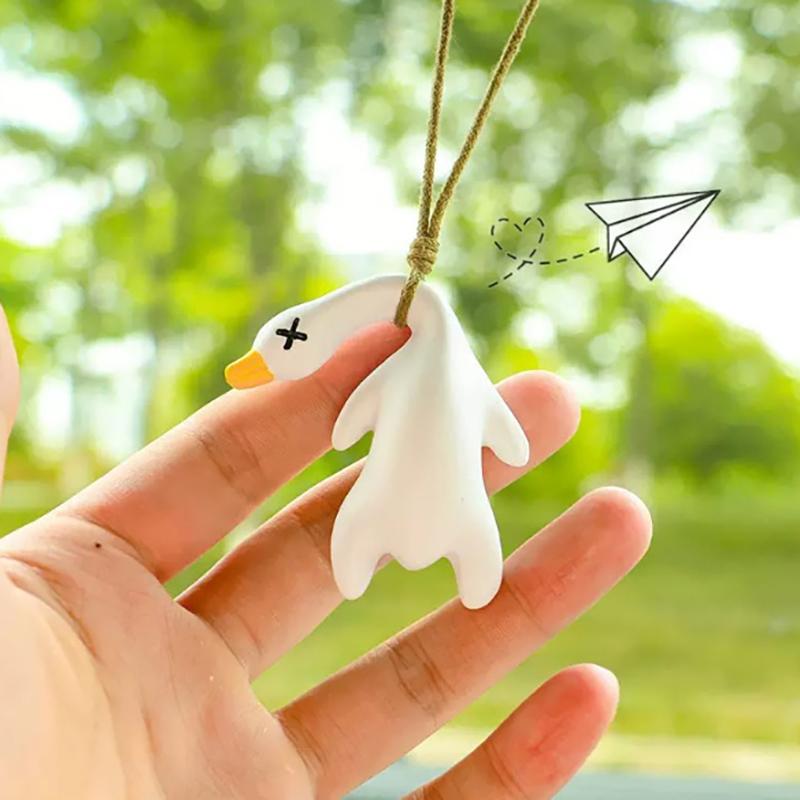 

Creative Solar Color Changing Roast Duck Pendant Car Rearview Mirror Decorative Pendant Car Mounted Roasted Duck Pendant Gift 2PCS