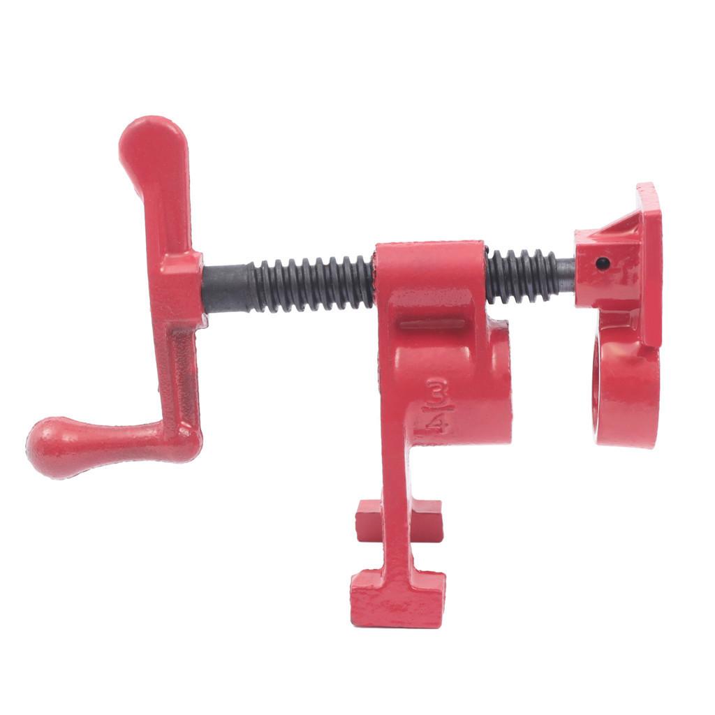 (4 Pack) 3/4" Wood Gluing Pipe Clamp Set Heavy Duty Vertical Bracket Water Pipe Clamp Woodworking Cast Iron Kit Red