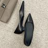 Leather French Niche High-end Pointed Head Shallow Mouth Single Shoes Women's 2025 Summer Versatile Low-heeled Tapered Heel Commuter Shoes