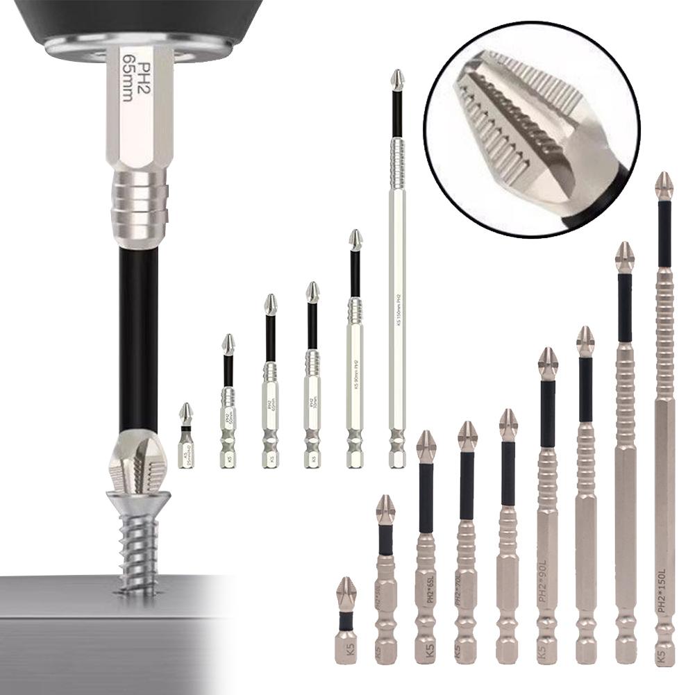 6/9 Stück Hochmagnetisches Schraubendreher-Bohrerbit-Set Magnetische Schraubendreherbits mit Gewinde Kreuzförmig Stark Magnetischer Bohrkopf