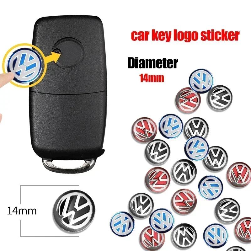 Cup Holders 14MM Car Remote Key Sticker Aluminum Emblem Decoration Decal For Volkswagen VW Caddy CC Touareg Tiguan Touran T-ROC