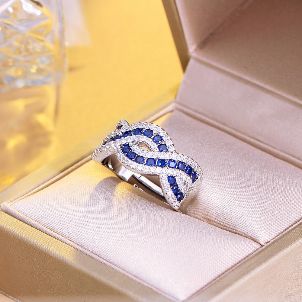 Light Luxury Bright Sparkling Diamond Ruby Ring, Three-Dimensional Cross Full Diamond Open Ring, Personalized Ring, Hand Jewelry.