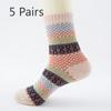 5 Pairs of Men's Autumn and Winter Rabbit Wool Socks, Mid-calf Men's Socks, Small Checkered, Retro Ethnic Style