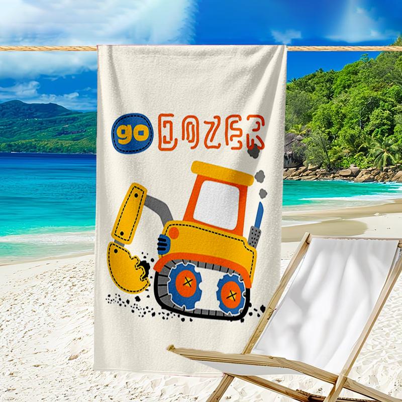 Ultra-Soft Beach Towel with excavator Theme,Ideal for Pool - Camping, Diving - Perfect Travel Essential, Vibrant Beach Towel.