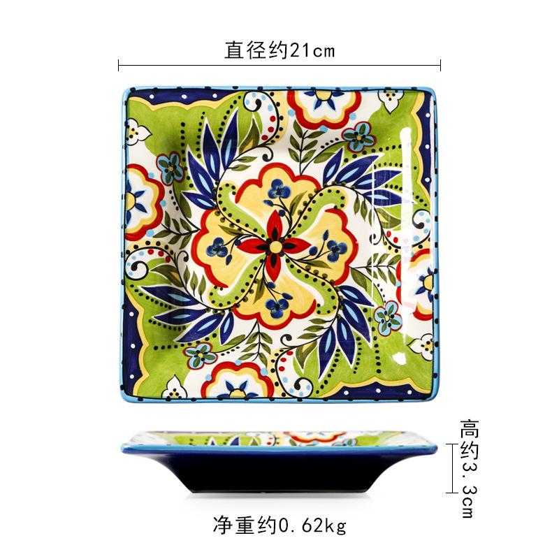 European-style Creative Hand-painted Ceramic Tableware Irregular Western Food Plate Fashion Household Plate Bowl Set Steak Plate