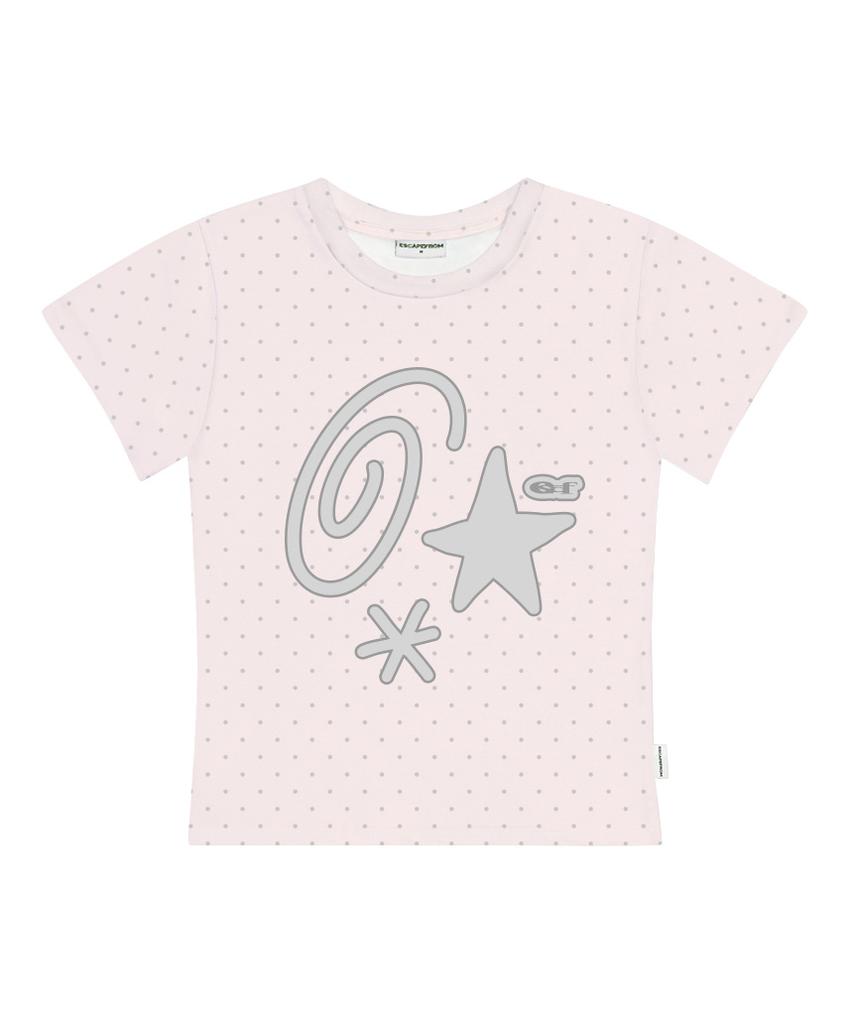 ESCAPEFROM Kitsch Symbol Print Dot Slim Fit Short Sleeve T-Shirt Mint