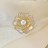Trendy Camellias Flower Brooch Alloy Rhinestones Floral Pin Versatile Fashion Jewelry Luxurious Camellias Flower Brooch