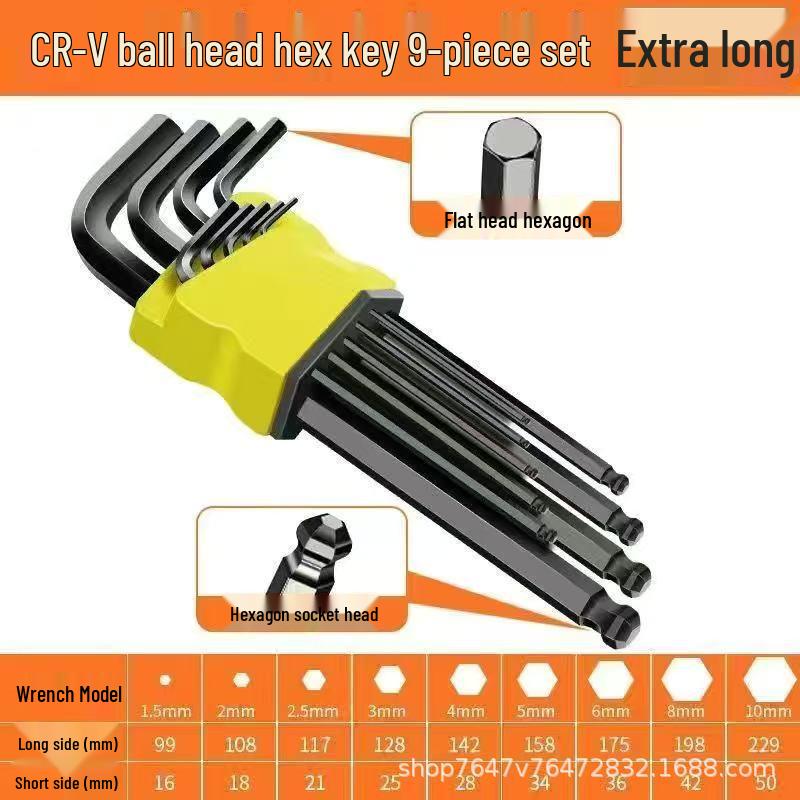 Hexagonal High Hardness Allen Wrench 9-Piece Screwdriver Tool Set