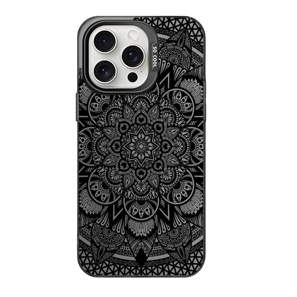 Mandala Totem Pattern Floral Case for iPhone 16 11 12 13 14 15 Pro Max XR 8 Plus Anti-Scratch Dual Layer Hard IMD Plastic Cover