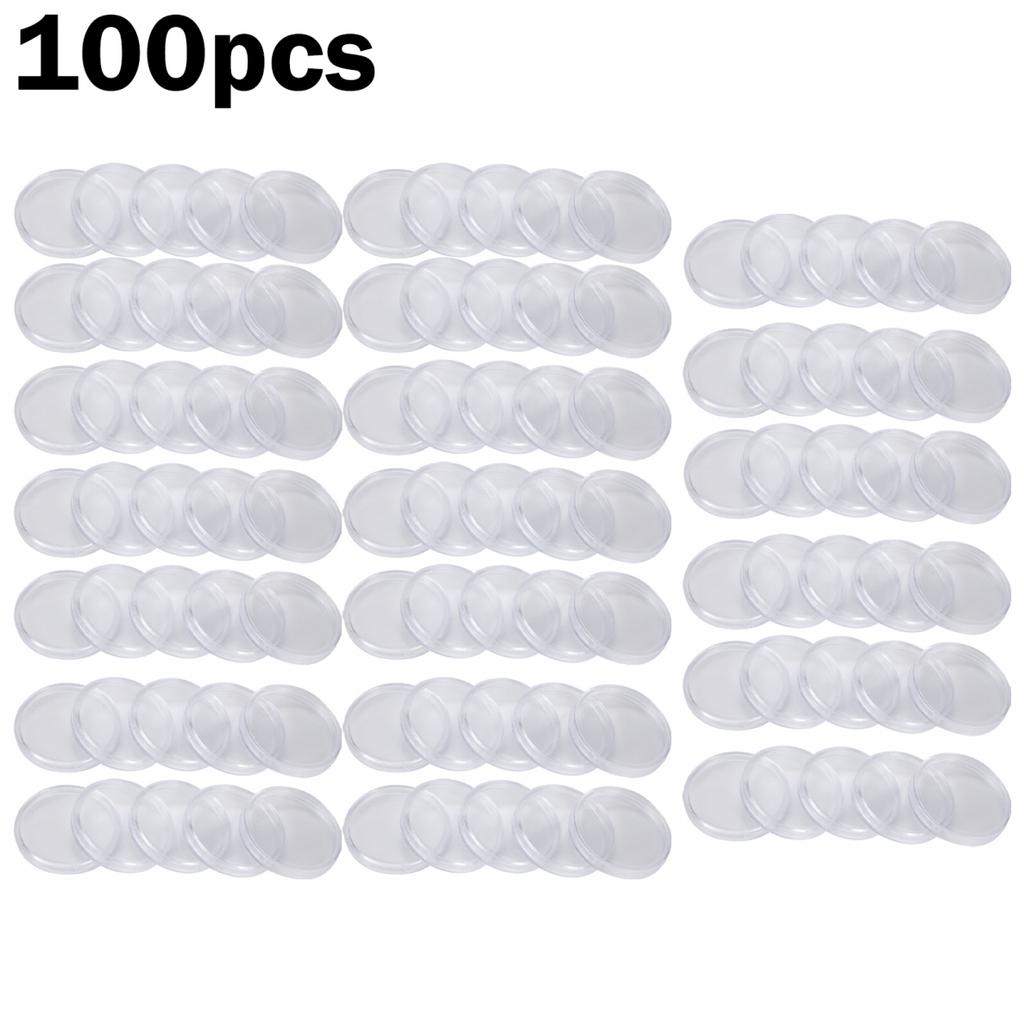 Money Coin Holders Penny Storage Round Clear Reusable 100pcs Set 30mm Case