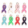100Pack Heart Ribbon Accessor for DIY Jewelry Durable Awareness Ribbon Charm Jewelry Findings Mixed Color Ribbon Pendant