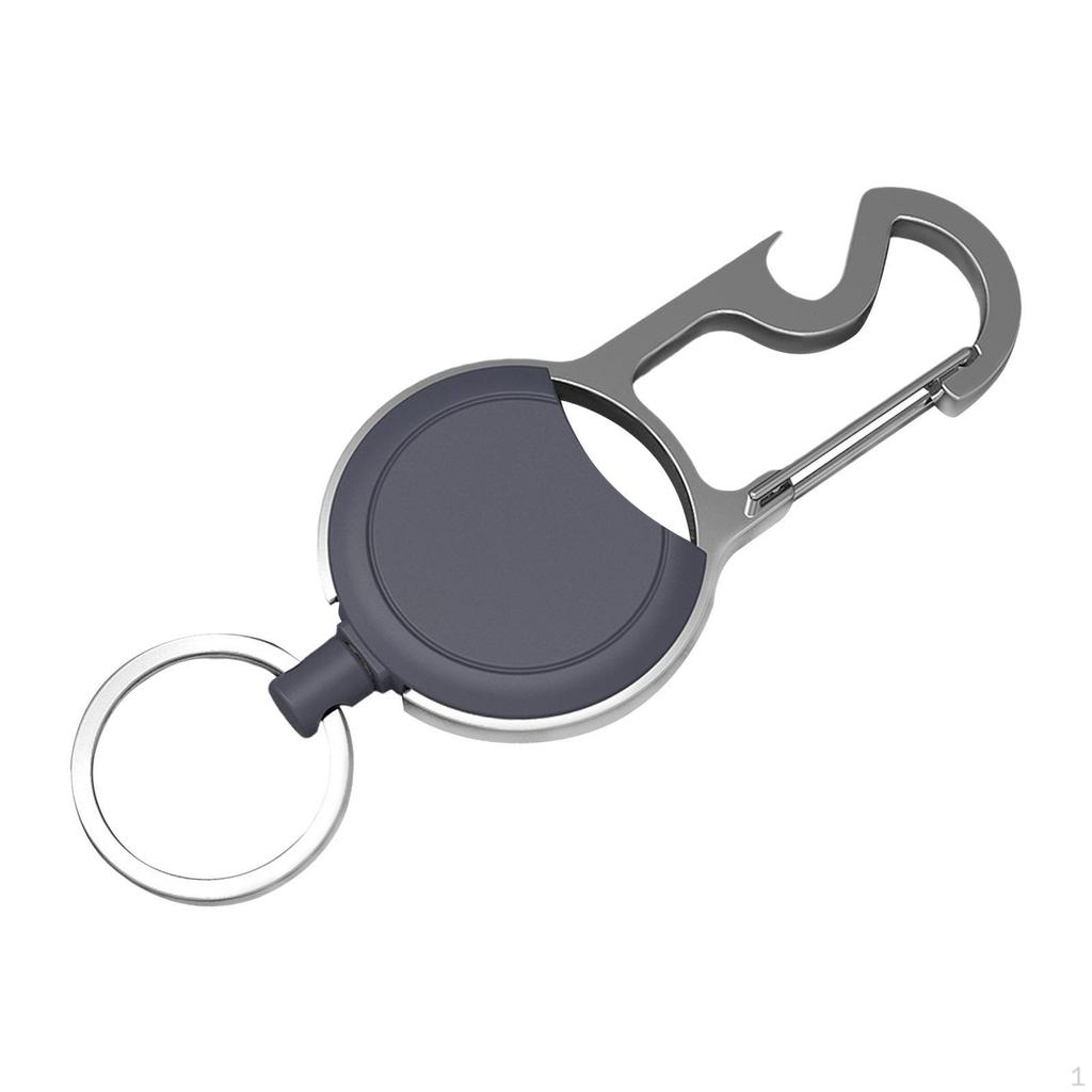 Key Heavy Duty Pull Sporty Reusable High Resilient Carabiner Metal Wire Hook Retractable Chain for