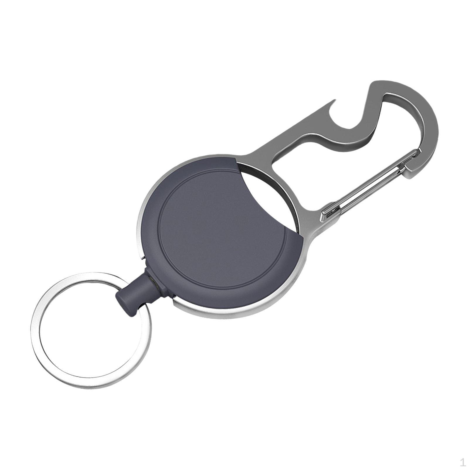 Key Heavy Duty Pull Sporty Reusable High Resilient Carabiner Metal Wire Hook Retractable Chain for