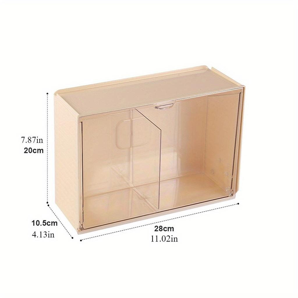 Genomskinlig Självhäftande Förvaringslåda Väggmonterad för 30 Skoskydd 10 Munskydd 5 Nyckelkrokar Skyddsutrustningsdispenser Ingen Borrning Rent Utseende