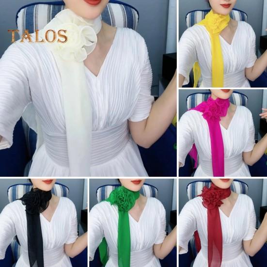 Langer Schal aus Chiffon-Satin mit Blumendekor, atmungsaktiv, vielseitiger Strandschal, Sonnenschutz, Chiffon-Schal für den Alltag