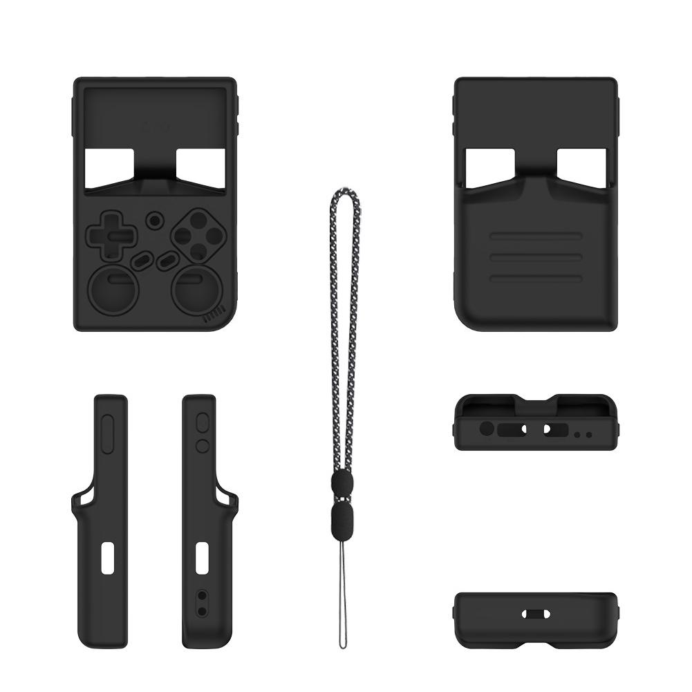 

Силиконовый защитный чехол для ANBERNIC RG 35XX Pro со шнурком, закаленное стекло, противоударная крышка для игровой консоли, HD-защитная пленка для экрана чёрный