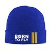 New Born To Fly Captain Knitted Hat Womens Unisexs Beanies Winter Hats Acrylic Airplane Casual Cap