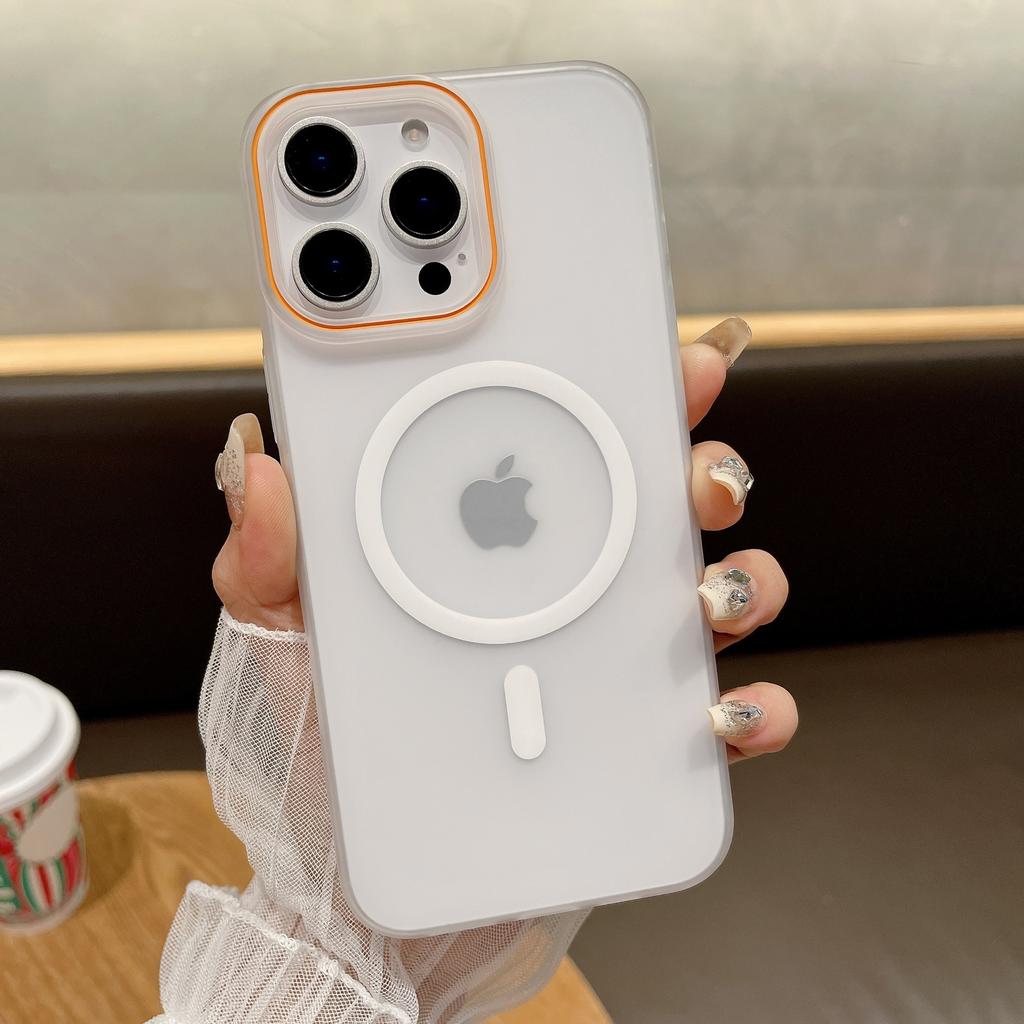 Soft sand skin magnetic attraction suitable for iPhone16 translucent mobile phone case Apple 14promax protective case 13pro