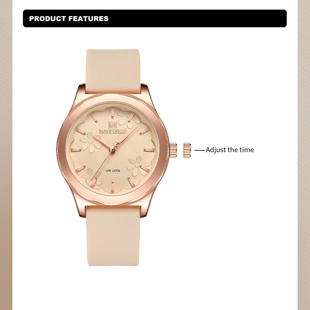 NAVIFORCE Women Watch Fashion Casual Watches Waterproof Elegant Girls Original Quartz Rubber Watch NF5051