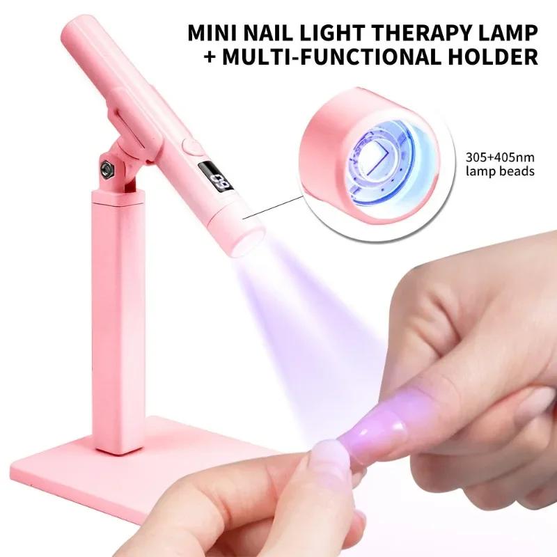 360° Rotating Handheld Nail Phototherapy Lamp with Straight Lamp Bracket  Multifunctional Bracket Nail Plate Baking Lamp