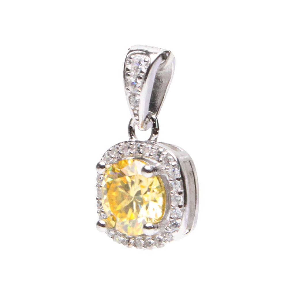 Bien Vetu Yellow Moissanite Pendant 1 Carat Square Pavé 423