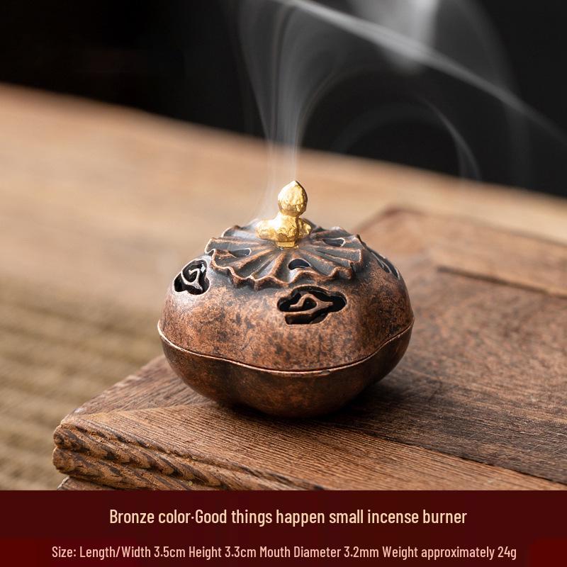 Auspicious Cloud Mini Copper Incense Burner for Indoor Aromatherapy