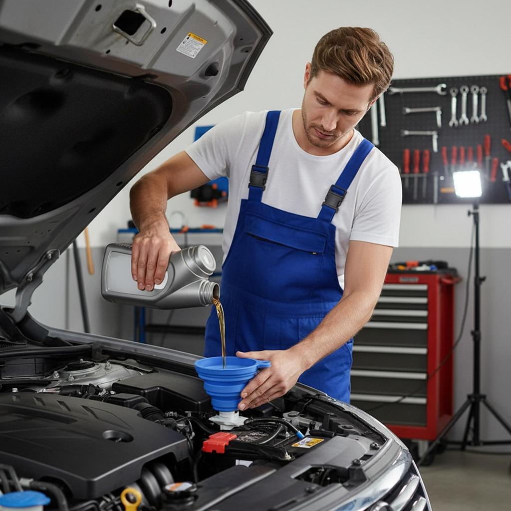 Auto-Öltrichter faltbar Silikon Spritzwassergeschützt Universal Mehrzweck Auto Ölwechseltrichter Auslaufschutz für Küche Kochen Labor