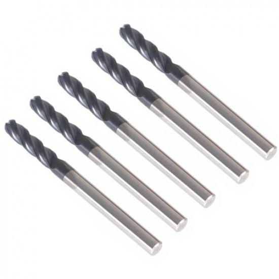 New 5 Pcs 1/8" 4 Flute Ball Nose Carbide End Mill 1-1/2" Overall Length
