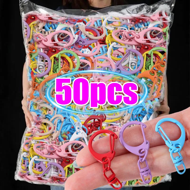 10/50pcs Colorful 20mm Keyring Lobster Clasp Hook Connectors for DIY Keychain Connector Key Ring Jewelry Making Accessories