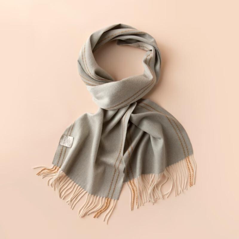 Bordered Long Tassel Wool Scarf