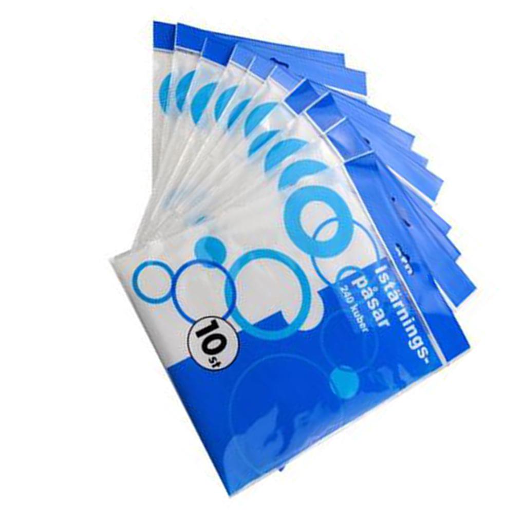 100 Disposable Ice Cube Bags Freezer Plastic BBQ Party Cubes Maker Tray