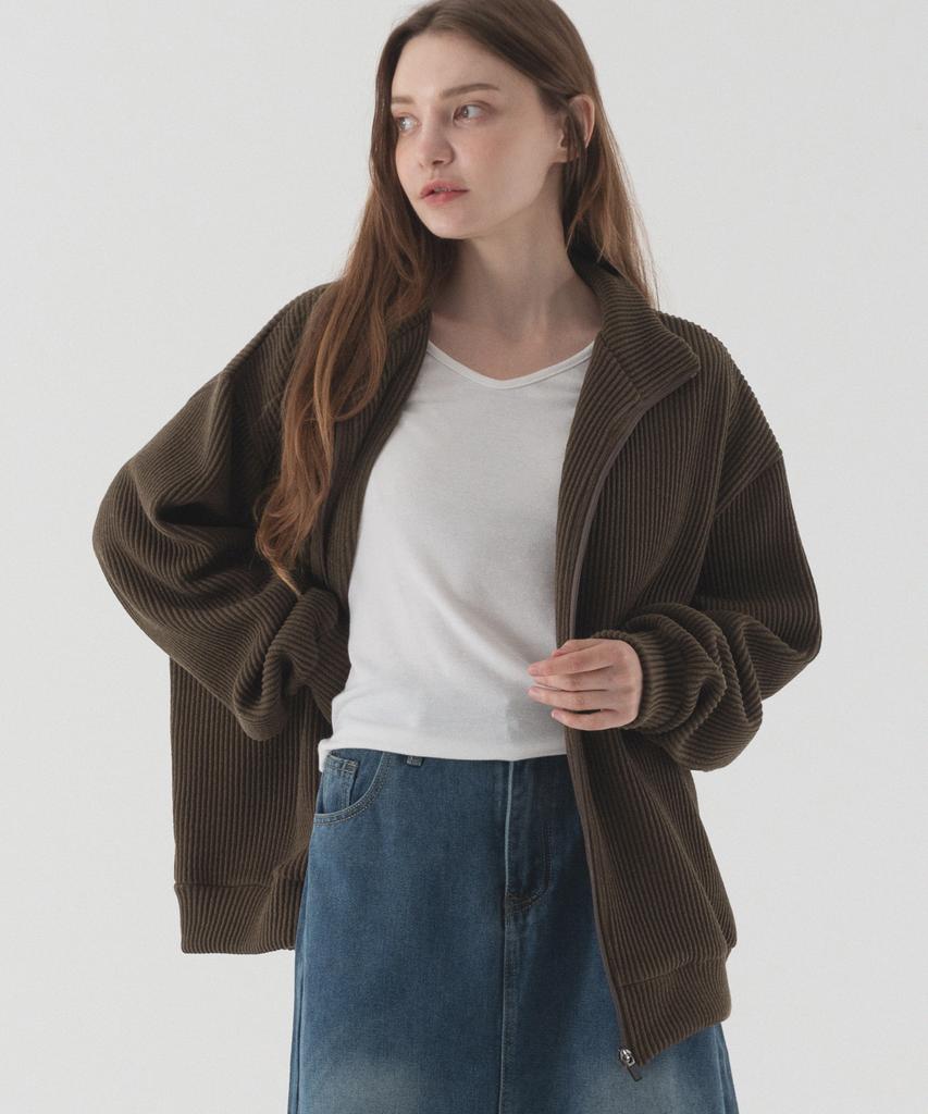 PIANER Comfortable Oversized Full-Zip Knit (Brown)