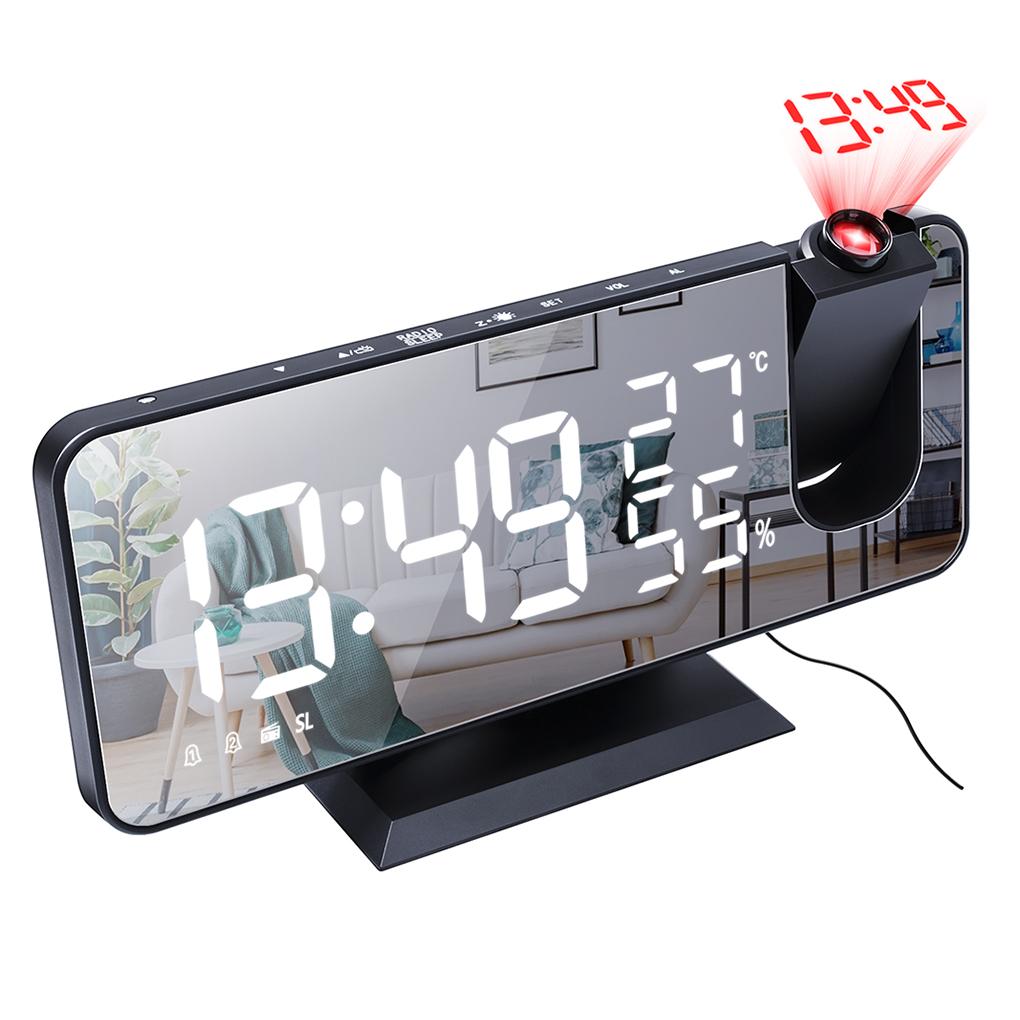 LED Digital Alarm Clock Watch Table Electronic Desktop Clocks USB Wake Up FM Radio Time Projector Temperature Humidity Meter