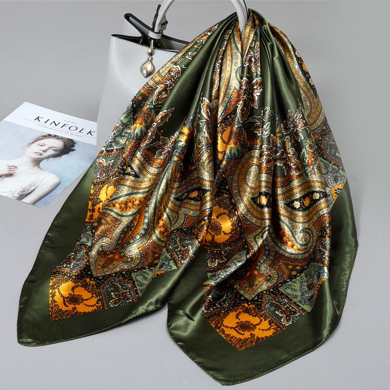 90 Square Scarves, Silk Scarves, Women's New Spring and Summer High-end Sense Versatile, Thin Scarves, Shawls Outside