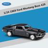 WELLY 1/24 Ford Mustang 1969 Boss 429 Alloy Sports Car Model Diecasts Metal Toy Racing Car Model Simulation Kids Gift Decoration