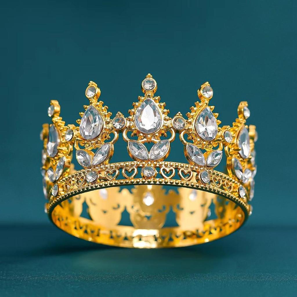 Baroque European Royal Crown: Round Alloy Headdress for 18th Birthday or Coming-of-Age Ceremony - Queen Style Headband