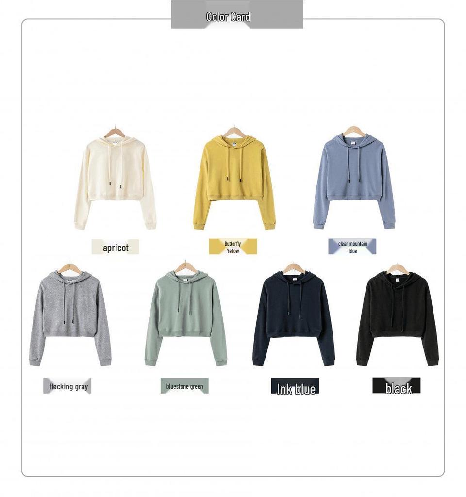 Women's American Style Short Round Neck Hoodie - Autumn/Winter Casual Loose Long Sleeve Slimming Top