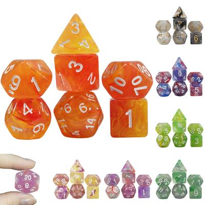DND Dice Set 7pcs Multi Sided Dice with Haze Swirl Effect for Board Game DND TRPG, As Gift and Collection