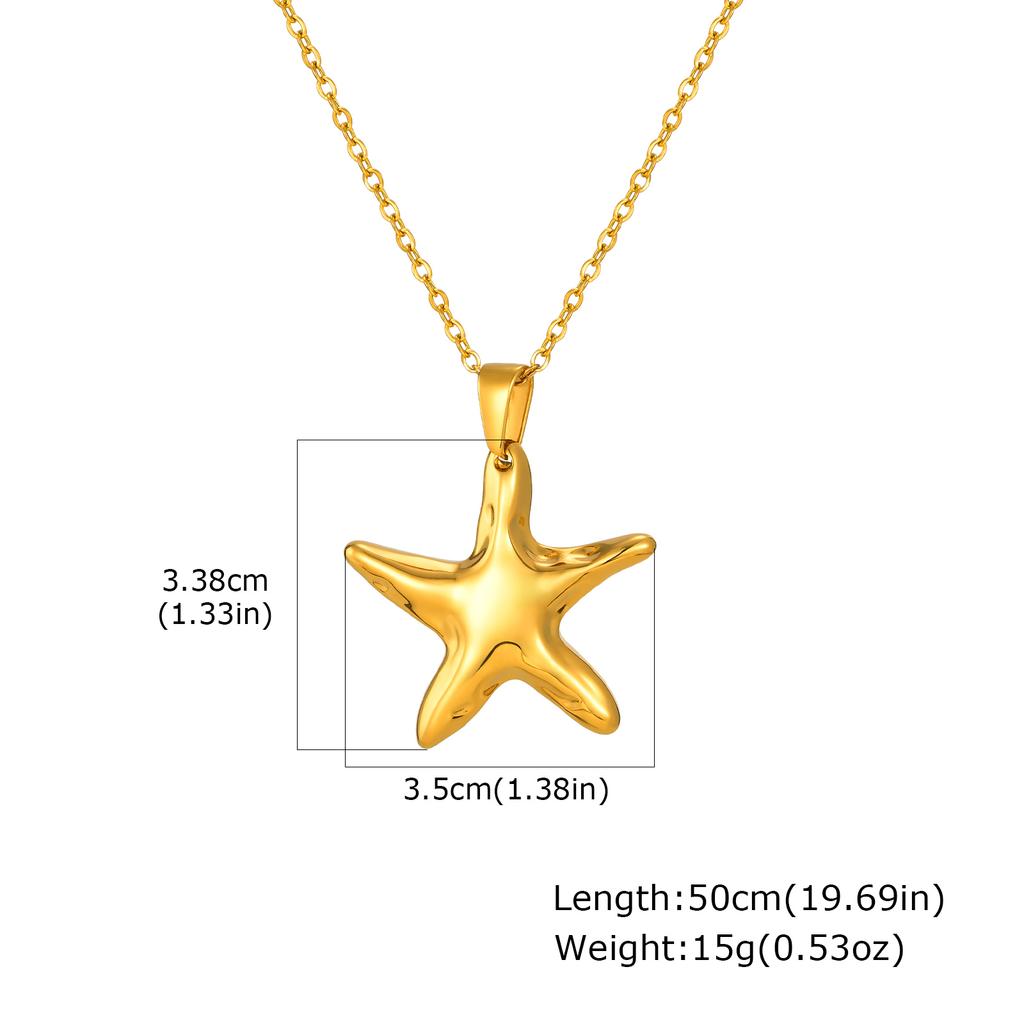 Minimalist Starfish Pendant Necklace for Women,Gold Color Stainless Steel Waterproof Necklaces,Fashion Jewelry Gift