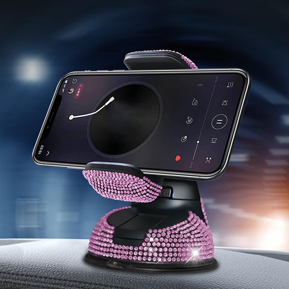 For Mobile Phone Car Holder Crystal Diamond Car Phone Holder Universal 360° Rotatable Secure Perfect For Easy Navigation Q9Z8