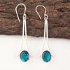 Oval Natural Apatite Wife Gift Anniversary Drop Earrings Jewelry Sterling Silver EE-136-3