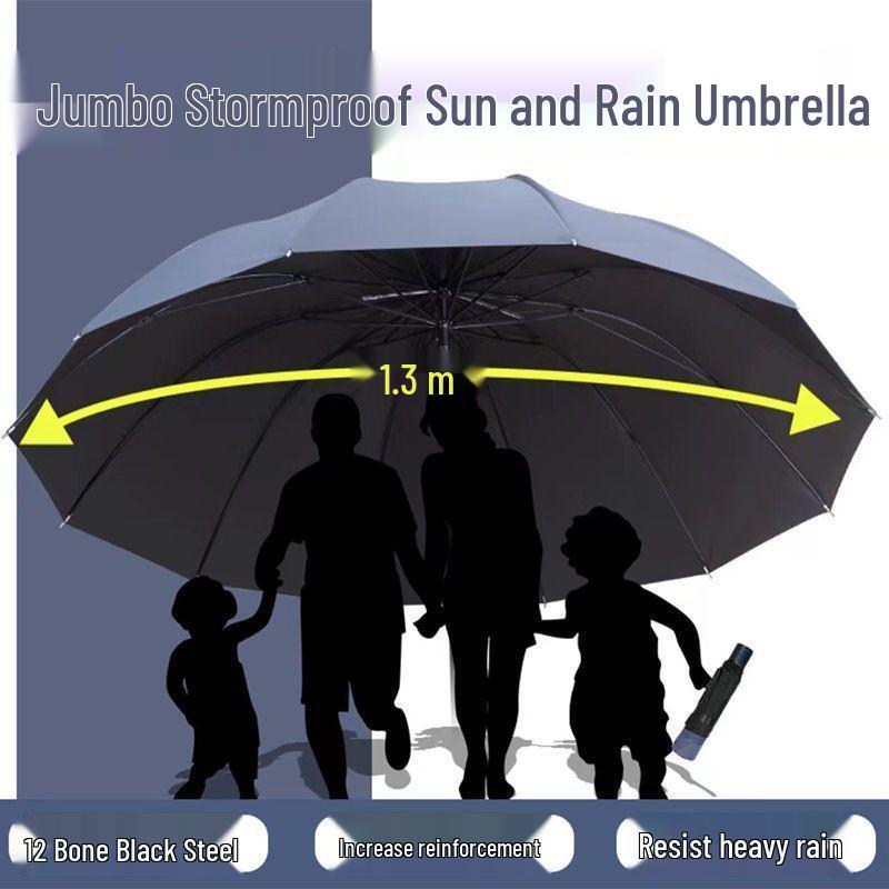 Extra Large, Thick, Reinforced Windproof Umbrella with Long Handle and Stylish Logo Print