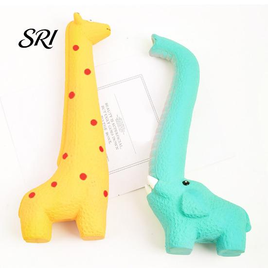Cute Animal Dog Toy Latex Squeaky Giraffe Elephant Dogs Chew Teeth Cleaning for Aggressive Chewers Fetch Tug-of-War