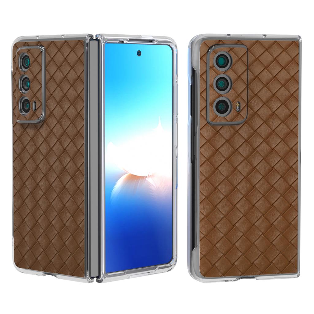 For Honor Magic Vs2 5G Case Woven Texture Leather+PC Clear Edge Anti-drop Phone Cover